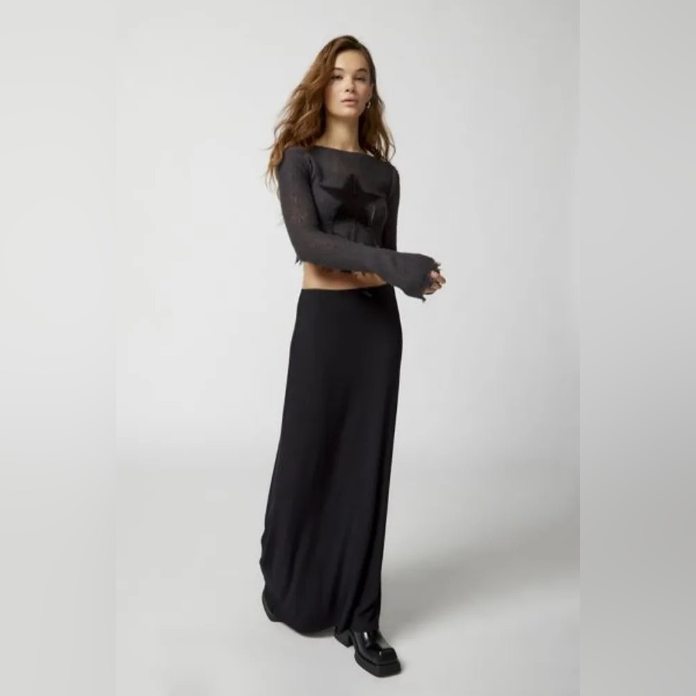 Urban Renewal Remnants Slub Linen Maxi Skirt - black
